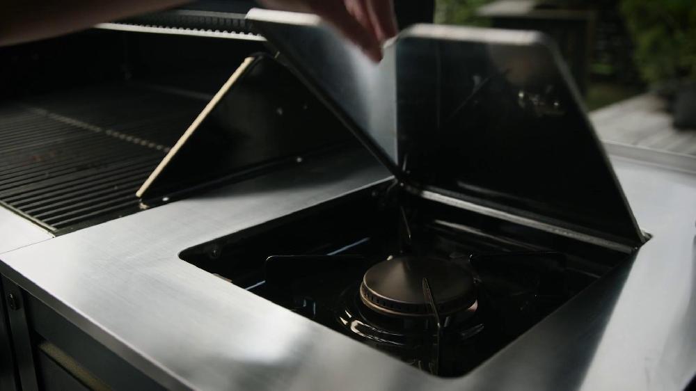 IKEA GRILLSKÄR Bruciatore Laterale Nero/inox Da Esterno 48x61 Cm