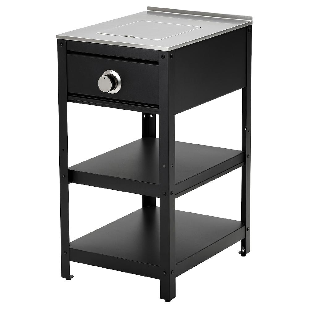 IKEA GRILLSKÄR Bruciatore laterale nero/inox da esterno 48x61 cm