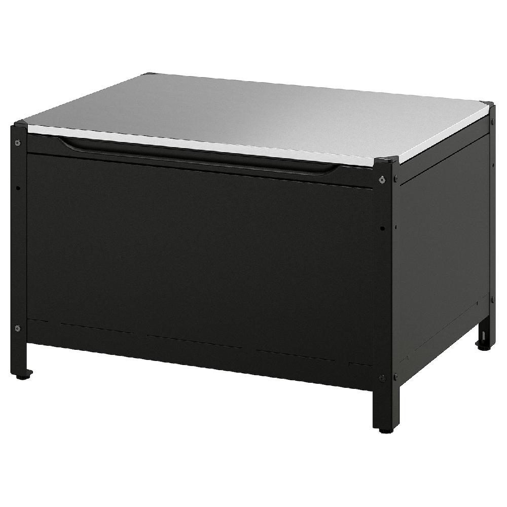 IKEA GRILLSKÄR Contenitore nero inox/da esterno 86x61 cm