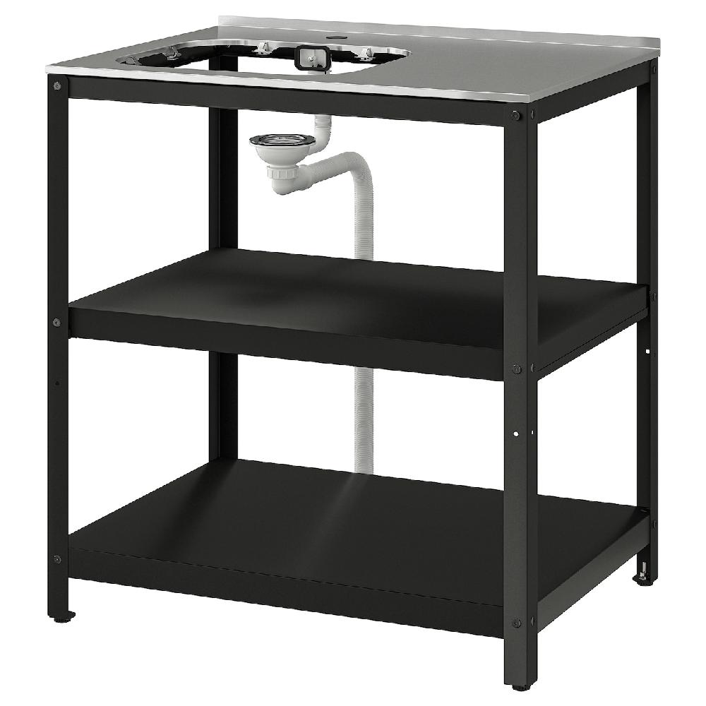 IKEA GRILLSKÄR Elemento per lavello nero/inox da esterno 86x61 cm