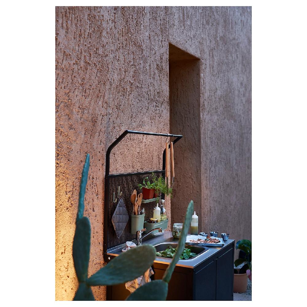 IKEA GRILLSKÄR Isola Cucina Con Pannello Di Fondo Con Ante Inox/da Esterno 86x61x176 Cm