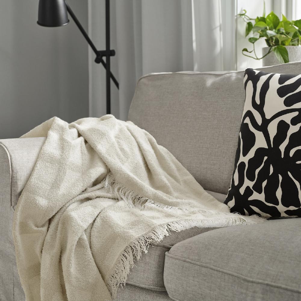 IKEA GRÖNKNAVEL Plaid A Quadri Beige/da Esterno Interno 180x120 Cm