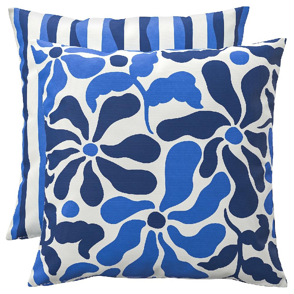 IKEA GULLBERGSÖ Set di 2 cuscini blu fantasie varie/da esterno interno 50x50 cm