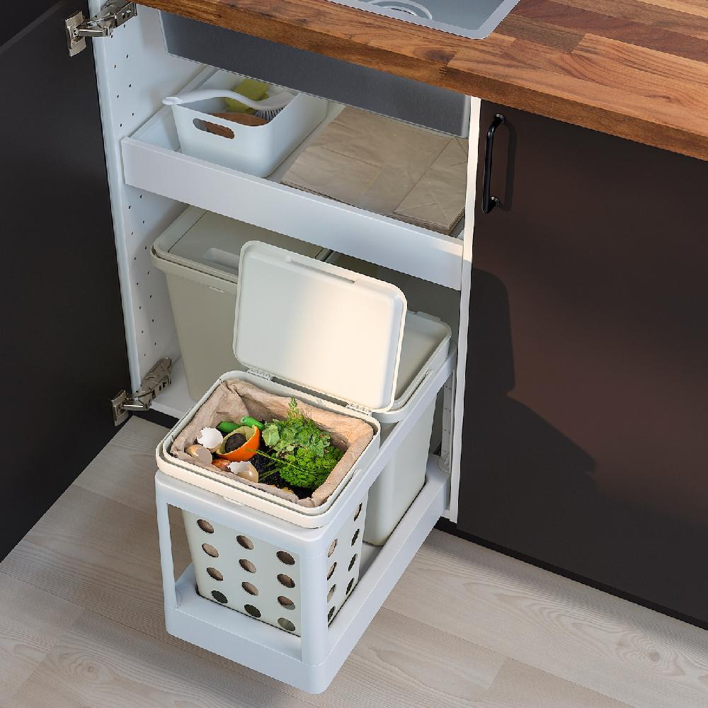 IKEA HÅLLBAR Secchio/coperchio Rifiuti Organici Grigio Chiaro 10 L