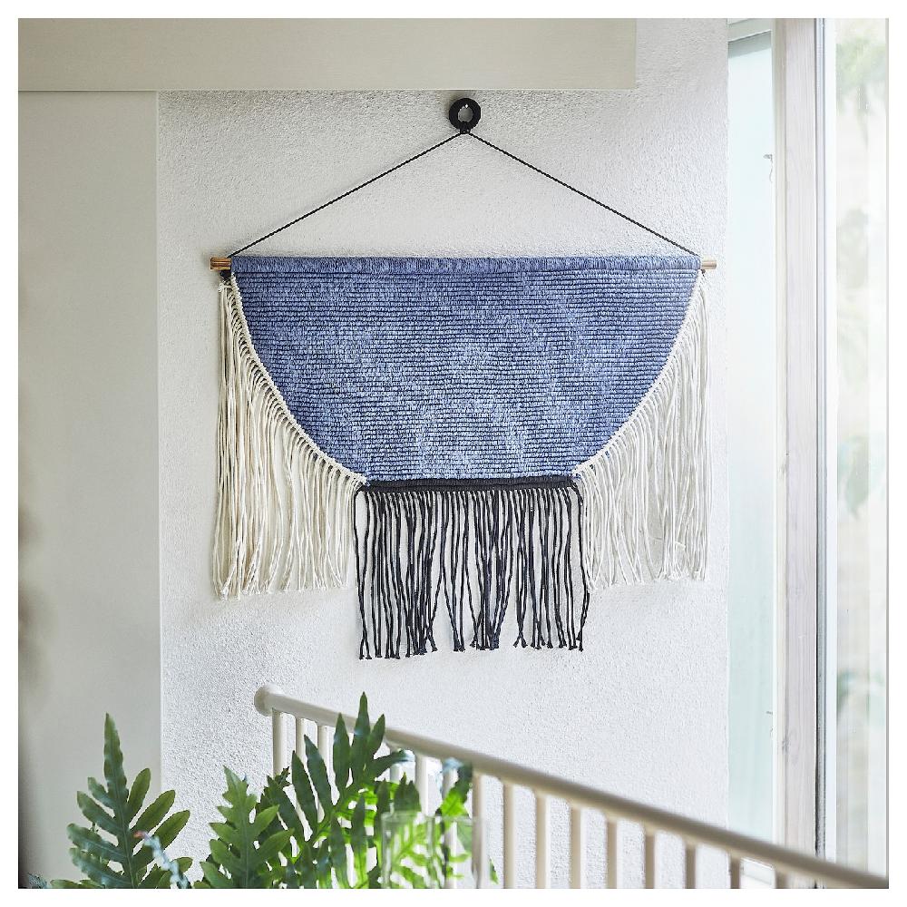 IKEA HÄNGALM Decorazione Tessile Da Appendere Beige Nero/blu-lilla Chiaro 85x60 Cm