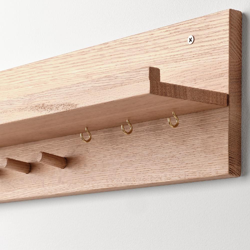 IKEA HÄSTVISKARE Portaoggetti Da Parete Con Ganci Rovere 42x15x11 Cm