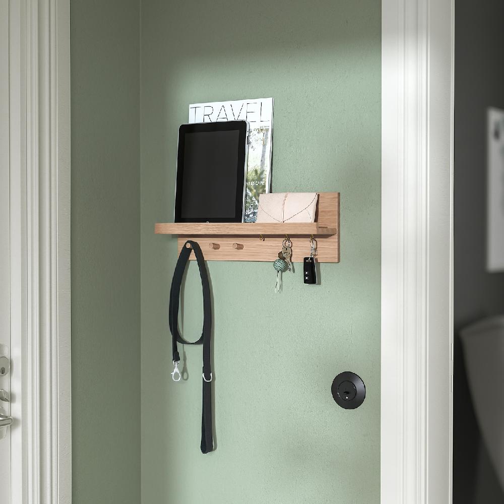 IKEA HÄSTVISKARE Portaoggetti Da Parete Con Ganci Rovere 42x15x11 Cm