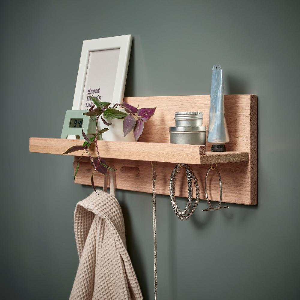 IKEA HÄSTVISKARE Portaoggetti Da Parete Con Ganci Rovere 42x15x11 Cm