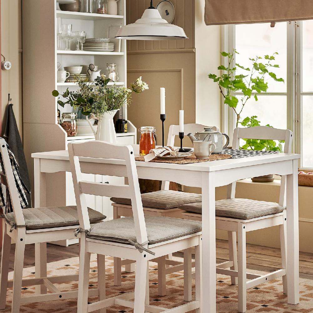 IKEA HAUGA / HAUGA Tavolo E 4 Sedie Bianco/bianco 118x74 Cm