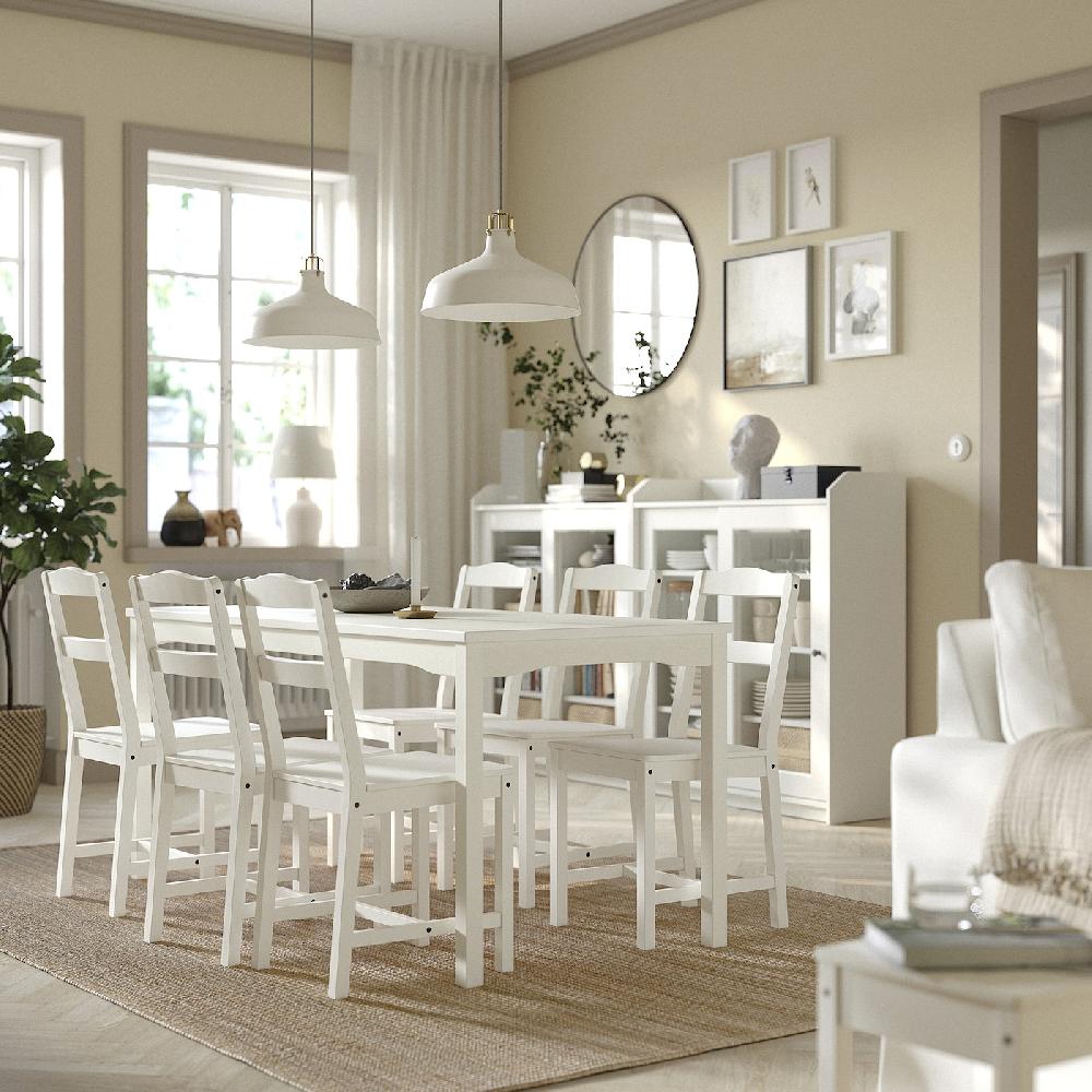 IKEA HAUGA / HAUGA Tavolo E 6 Sedie Bianco/bianco 168x74 Cm