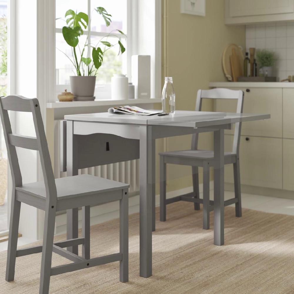 IKEA HAUGA Tavolo Con Ribalta Grigio/impiallacciatura Di Betulla 55/82/109x74 Cm