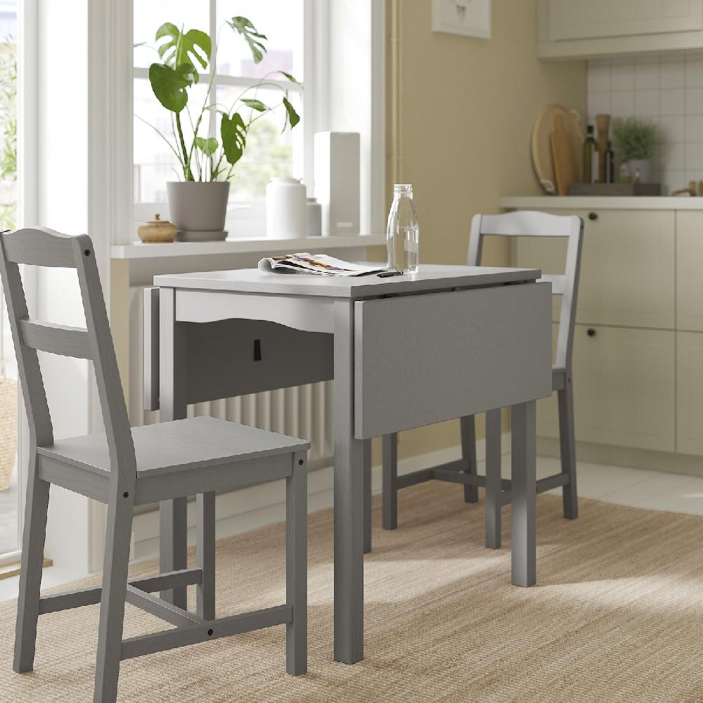 IKEA HAUGA Tavolo Con Ribalta Grigio/impiallacciatura Di Betulla 55/82/109x74 Cm