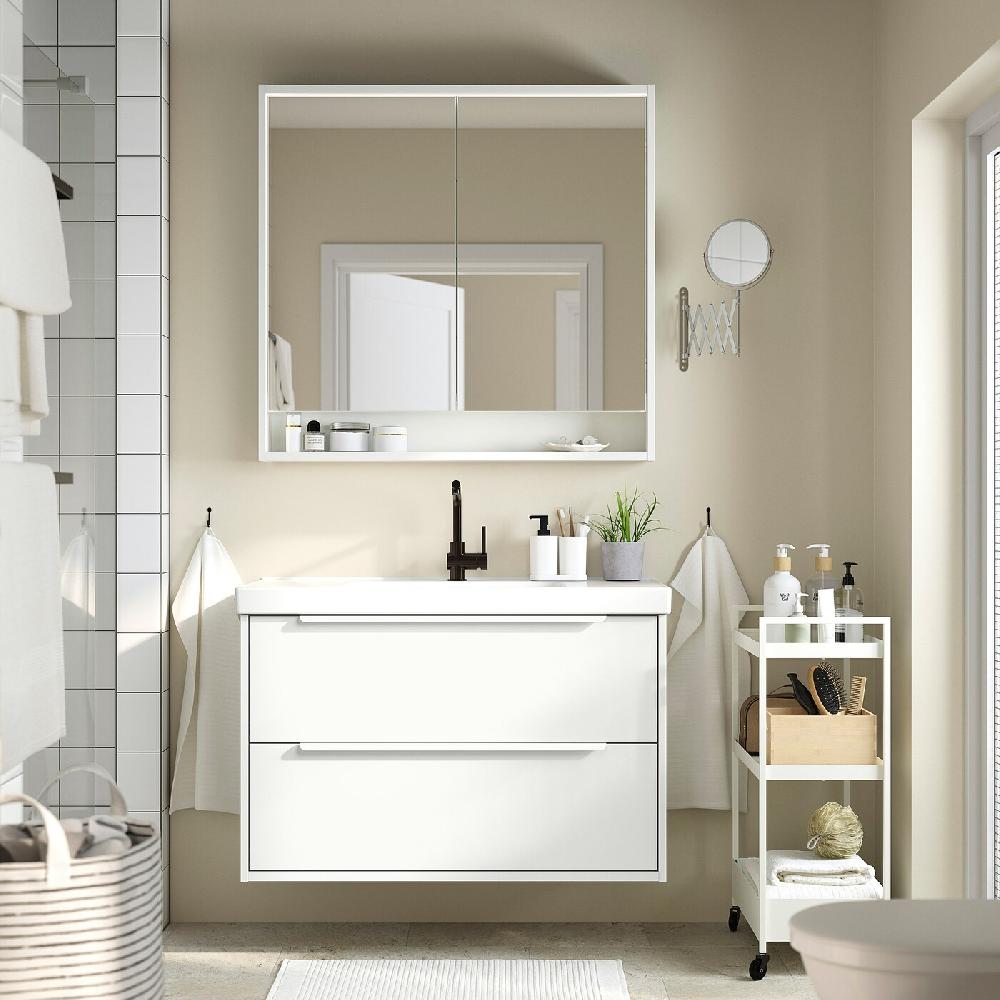 IKEA HAVBÄCK Mobile Per Lavabo Con Cassetti Bianco 100x48x63 Cm