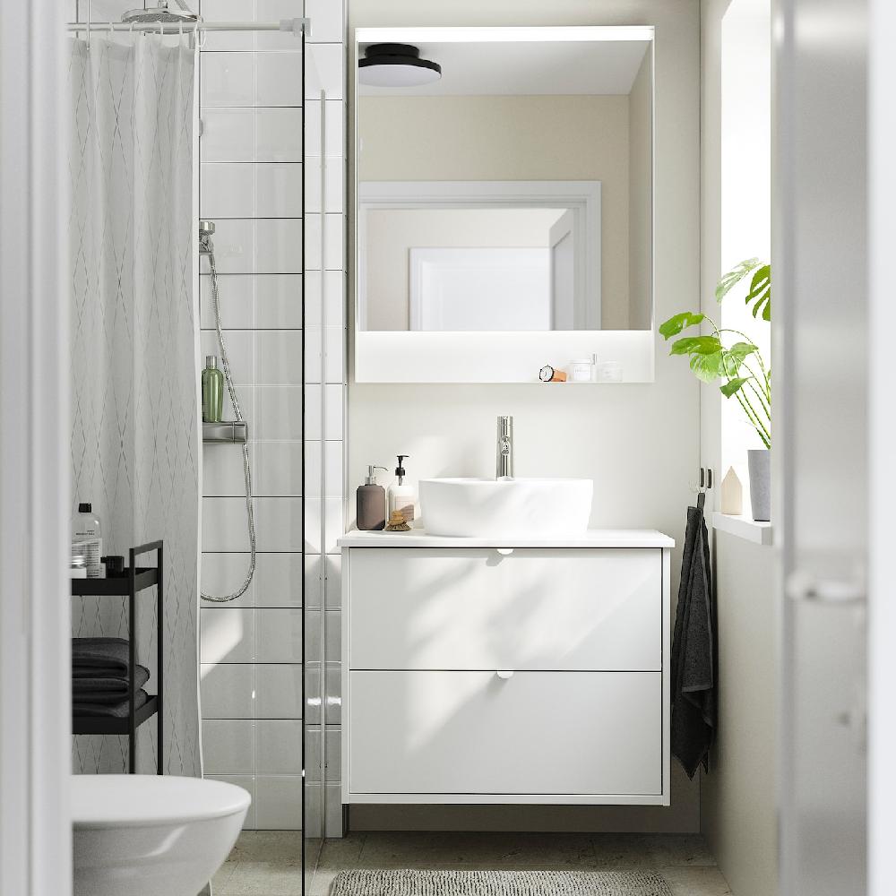 IKEA HAVBÄCK / TÖRNVIKEN Mobile Lavabo/cassetti/lavabo/misc Bianco/bianco Effetto Marmo 82x49x79 Cm