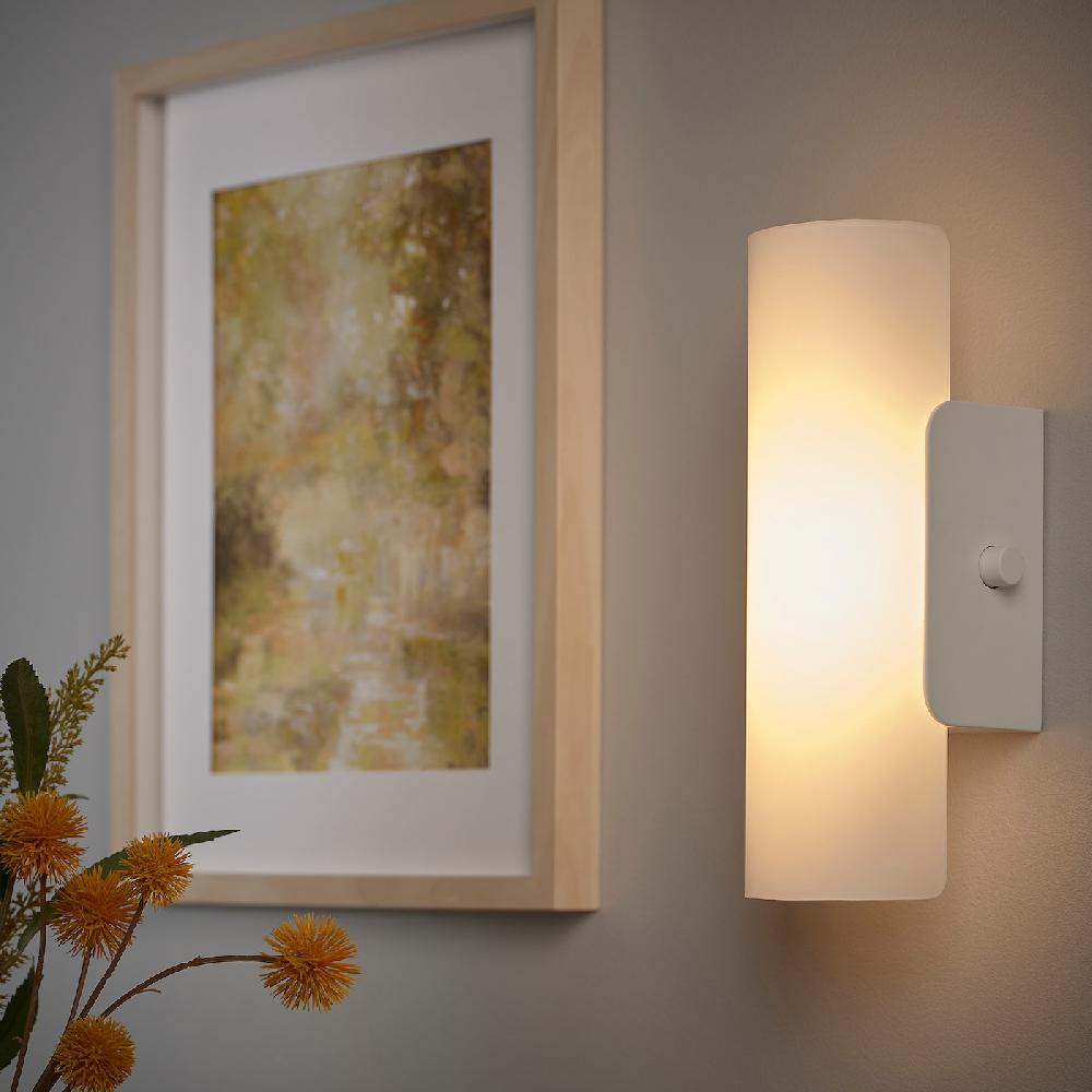 IKEA HAVSDUN Lampada Da Parete A LED Intensità Luminosa Regolabile Bianco/vetro Smerigliato Bianco