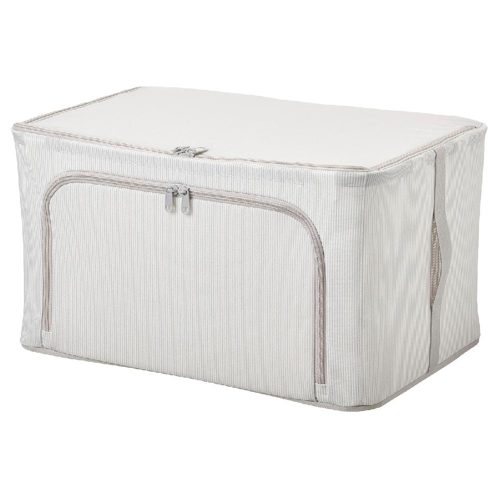 IKEA HEMMAFIXARE Custodia tessuto a righe/bianco/grigio 34x51x28 cm