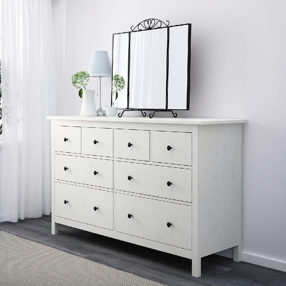 IKEA HEMNES Cassettiera Con 8 Cassetti Mordente Bianco 160x96 Cm