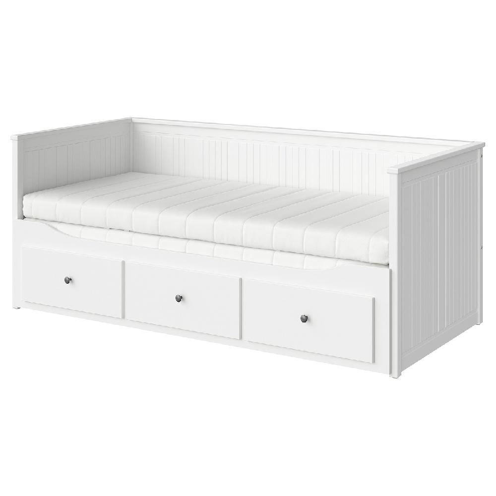 IKEA HEMNES Letto divano/3 cassetti/2 materassi bianco/Åfjäll rigido 80x200 cm