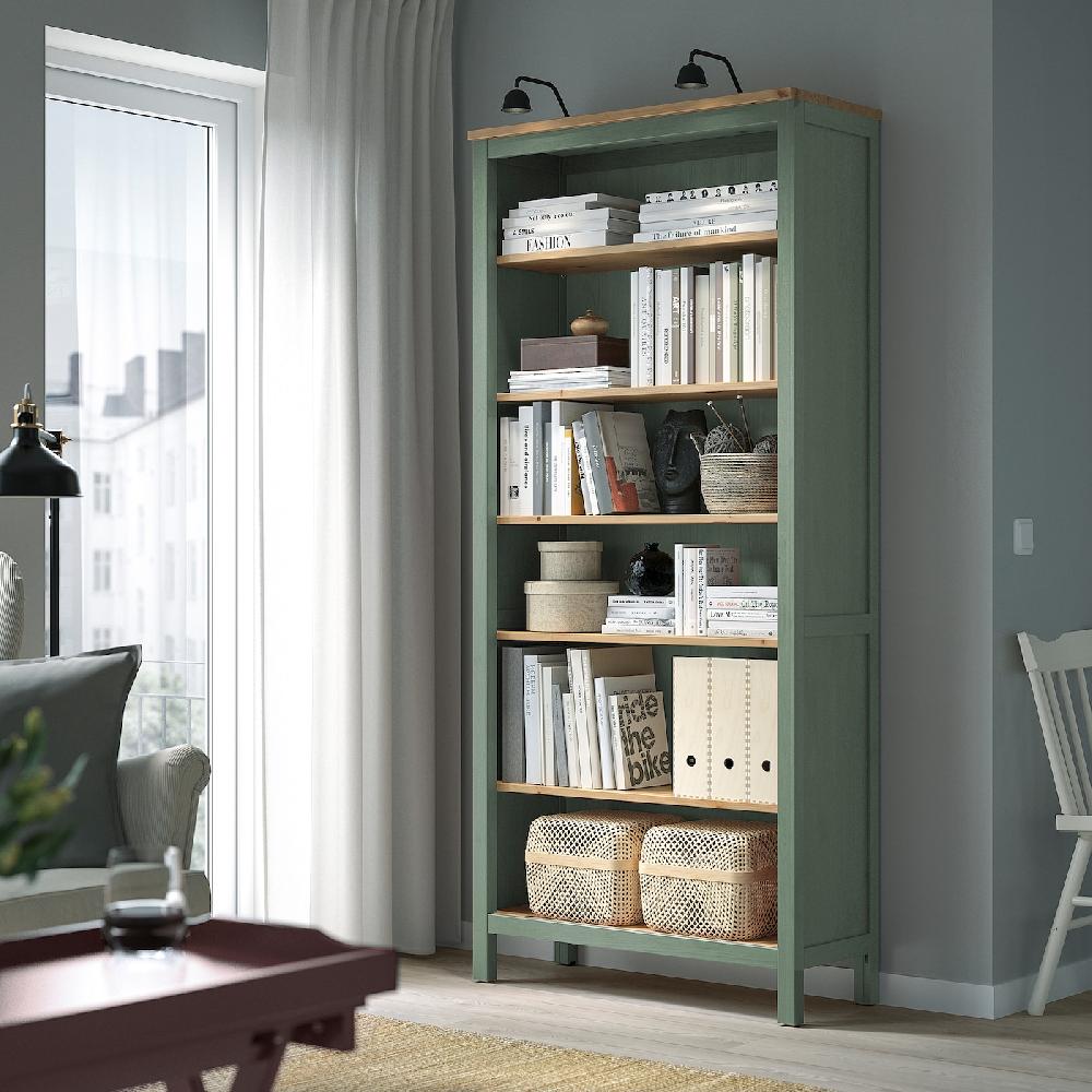 IKEA HEMNES Libreria Grigio-verde/mordente Marrone Chiaro 90x197 Cm