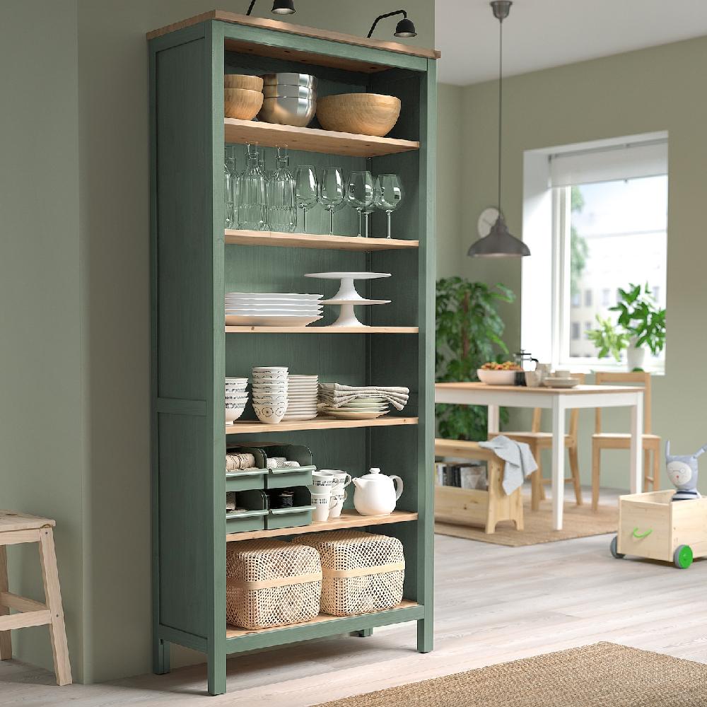 IKEA HEMNES Libreria Grigio-verde/mordente Marrone Chiaro 90x197 Cm