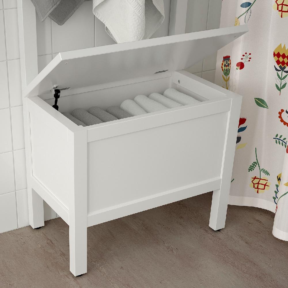 IKEA HEMNES Panca/contenitore/portasciugamani Bianco 64x37x173 Cm