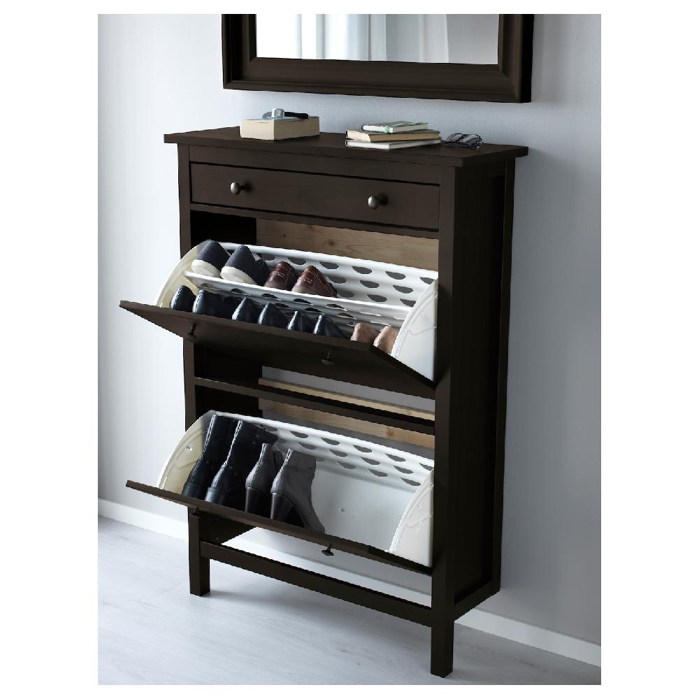 IKEA HEMNES Scarpiera A 2 Scomparti Marrone-nero 89x30x127 Cm
