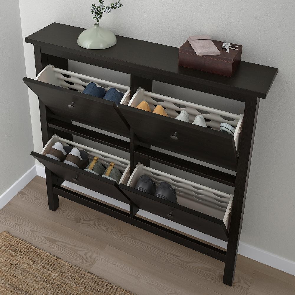 IKEA HEMNES Scarpiera A 4 Scomparti Marrone-nero 107x22x101 Cm