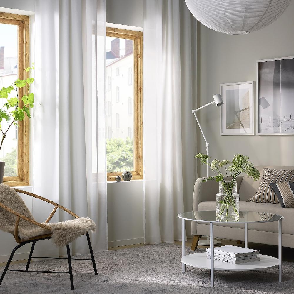 IKEA HILJA Tenda 2 Teli Con Nastro Arricciatende/bianco 145x300 Cm