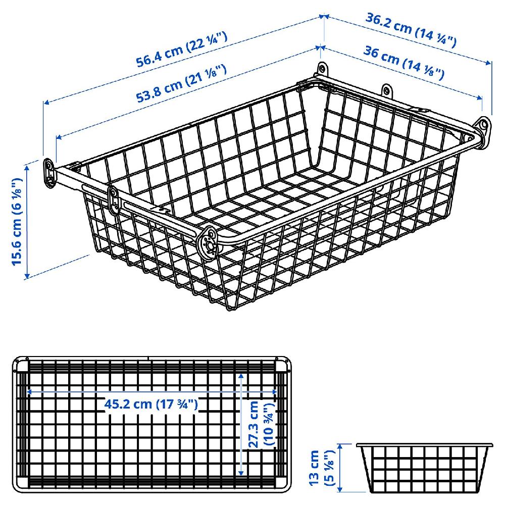IKEA HJÄLPA Cestello Con Binario Estraibile Bianco 60x40 Cm