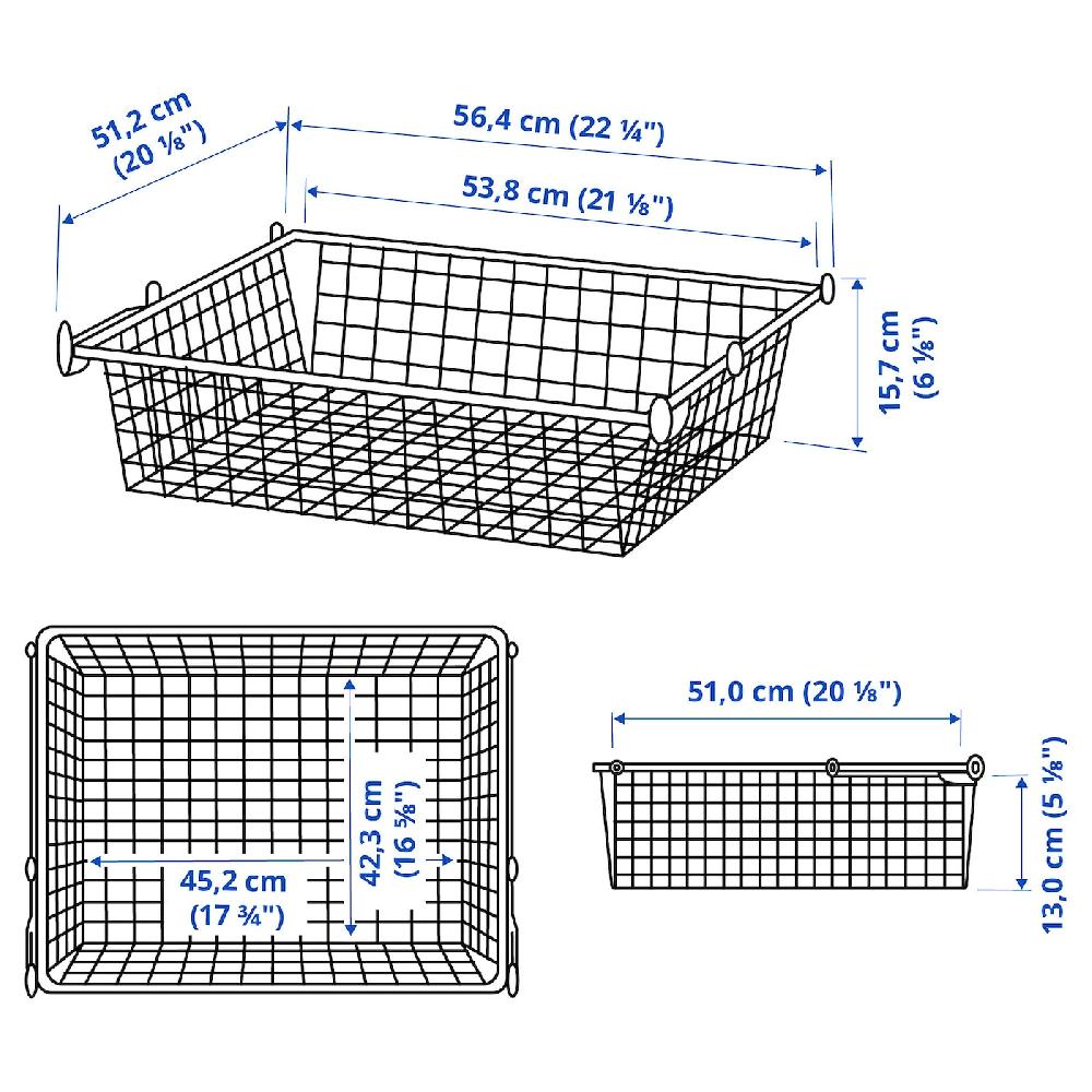 IKEA HJÄLPA Cestello Con Binario Estraibile Bianco 60x55 Cm