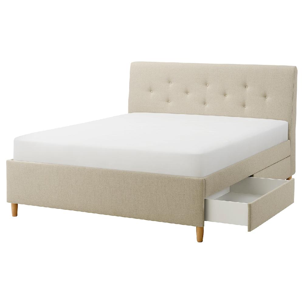 IKEA IDANÄS Letto imbottito con cassetti Naggen beige 180x200 cm