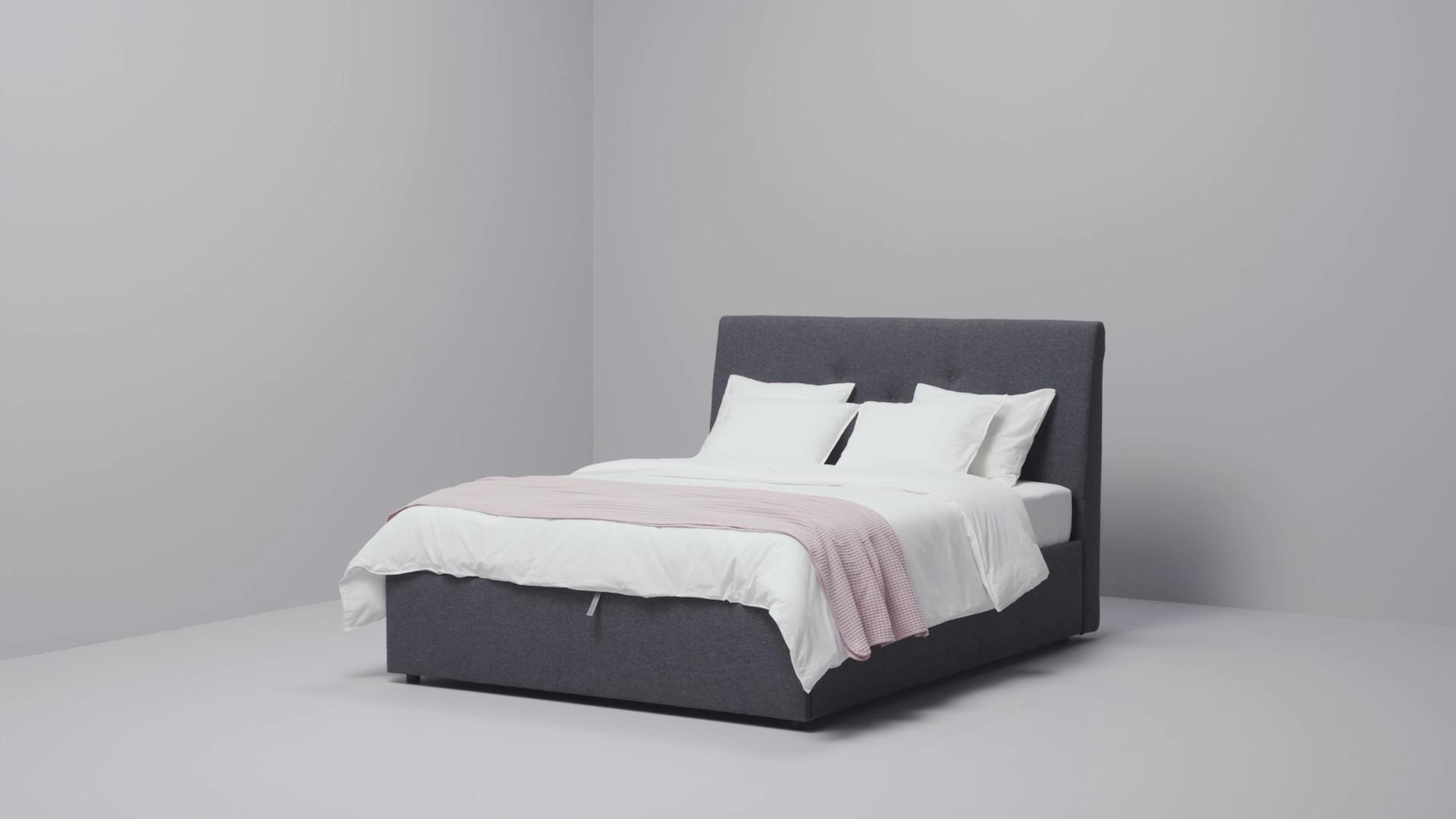 IKEA IDANÄS Letto Imbottito Con Contenitore Gunnared Grigio Scuro 160x200 Cm