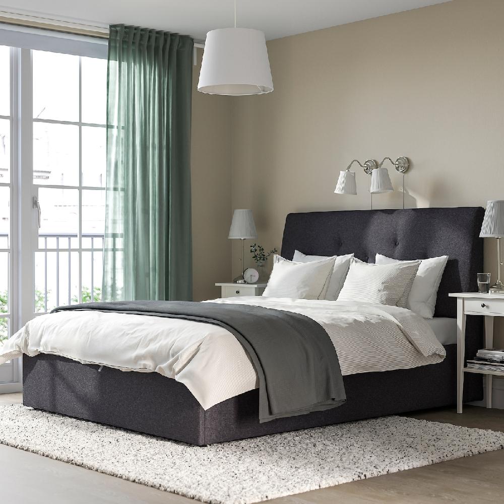 IKEA IDANÄS Letto Imbottito Con Contenitore Gunnared Grigio Scuro 160x200 Cm