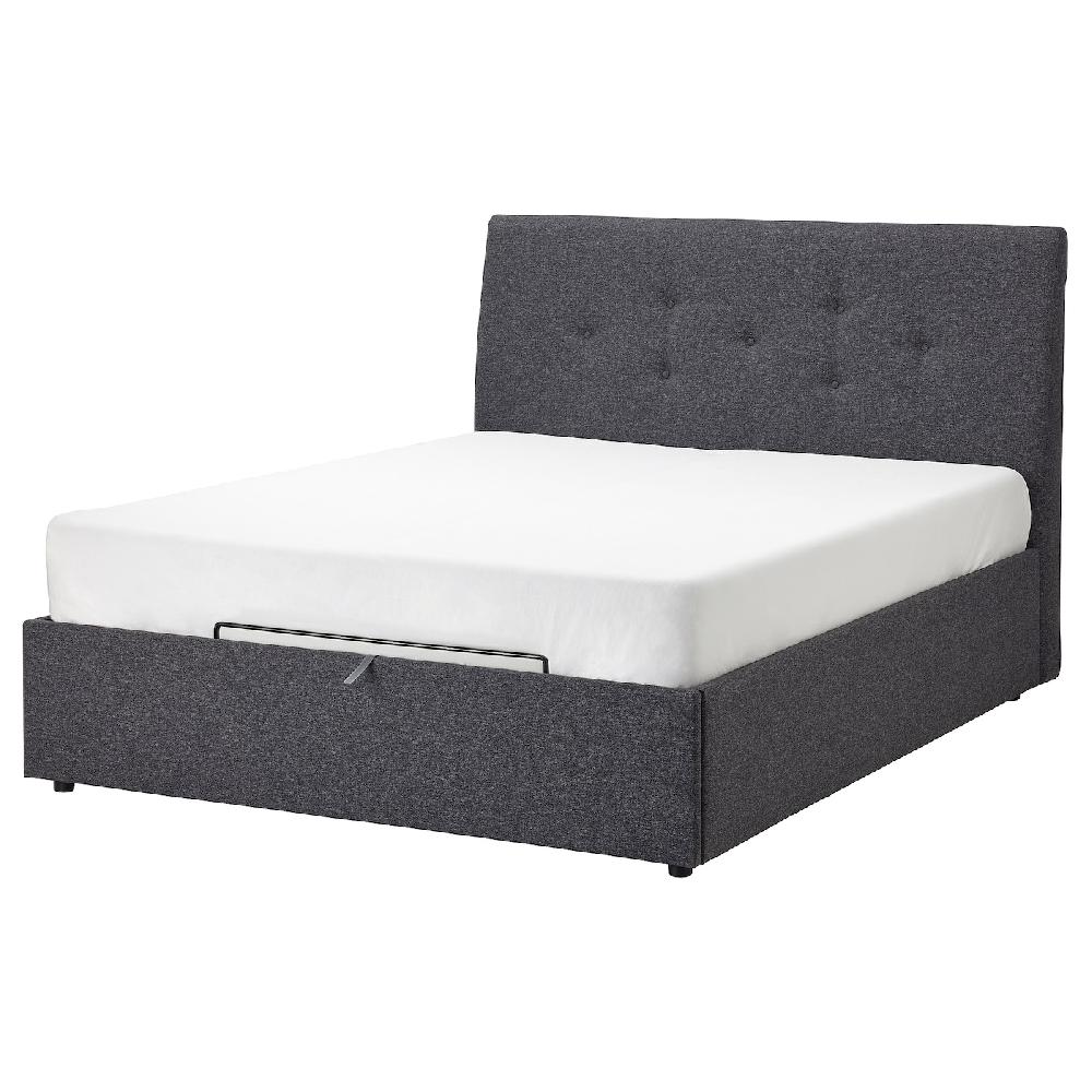 IKEA IDANÄS Letto imbottito con contenitore Gunnared grigio scuro 160x200 cm