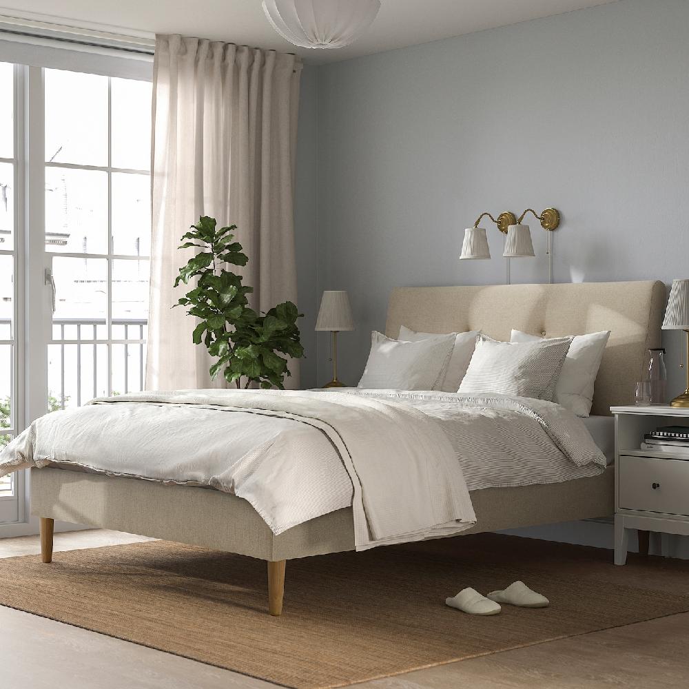 IKEA IDANÄS Struttura Letto Imbottita Naggen Beige 160x200 Cm