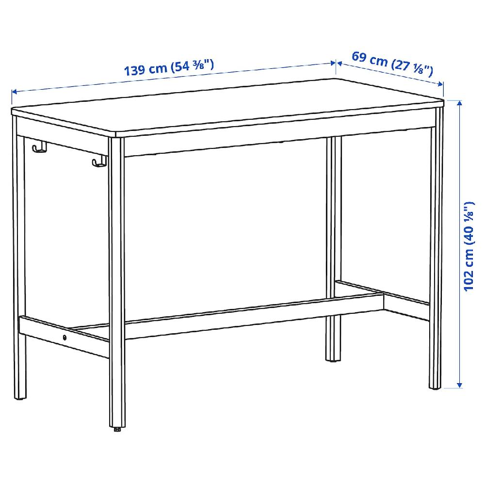 IKEA IDÅSEN Base Per Piano Tavolo Grigio Scuro 139x69x102 Cm