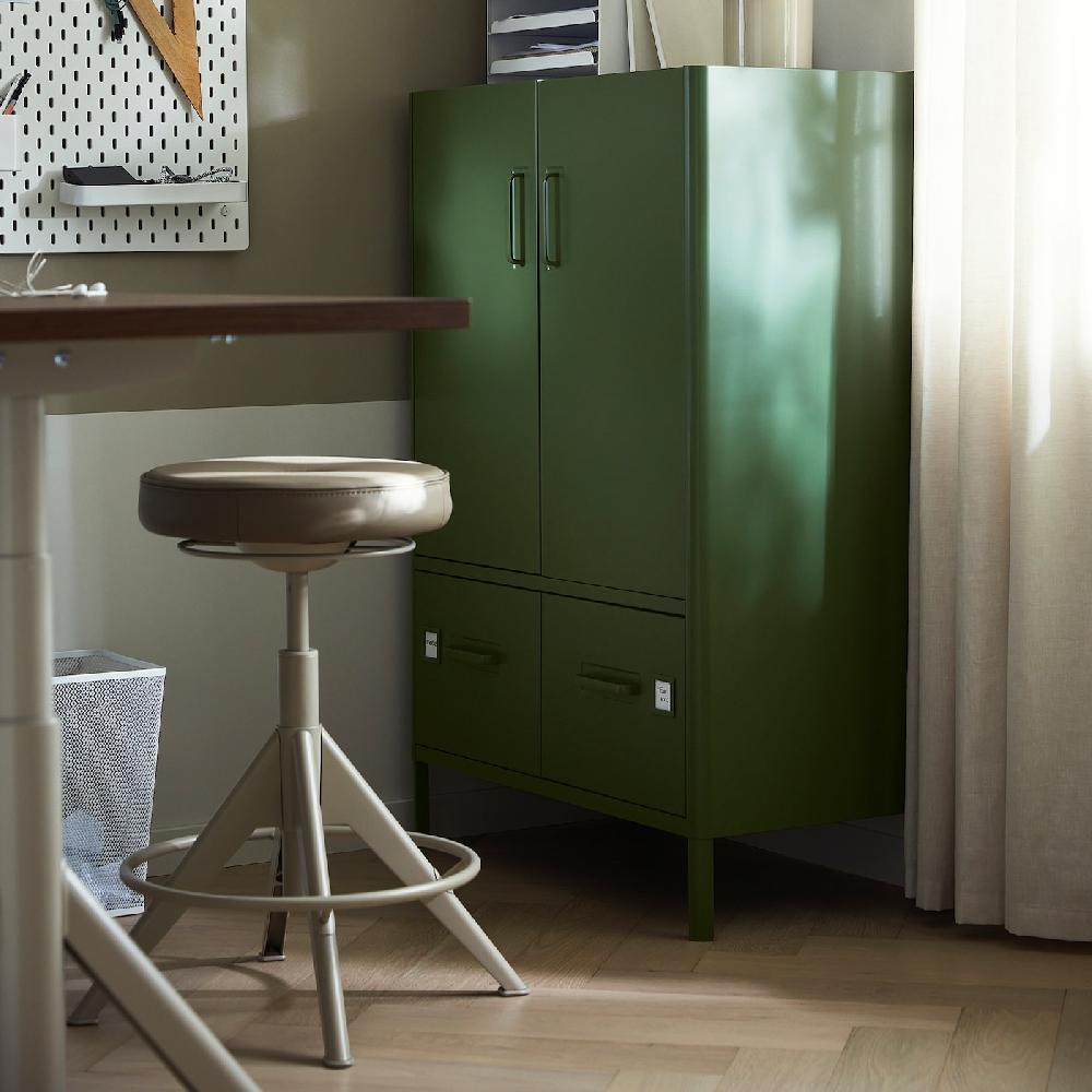IKEA IDÅSEN Mobile Con Ante E Cassetti Verde Scuro 80x47x119 Cm