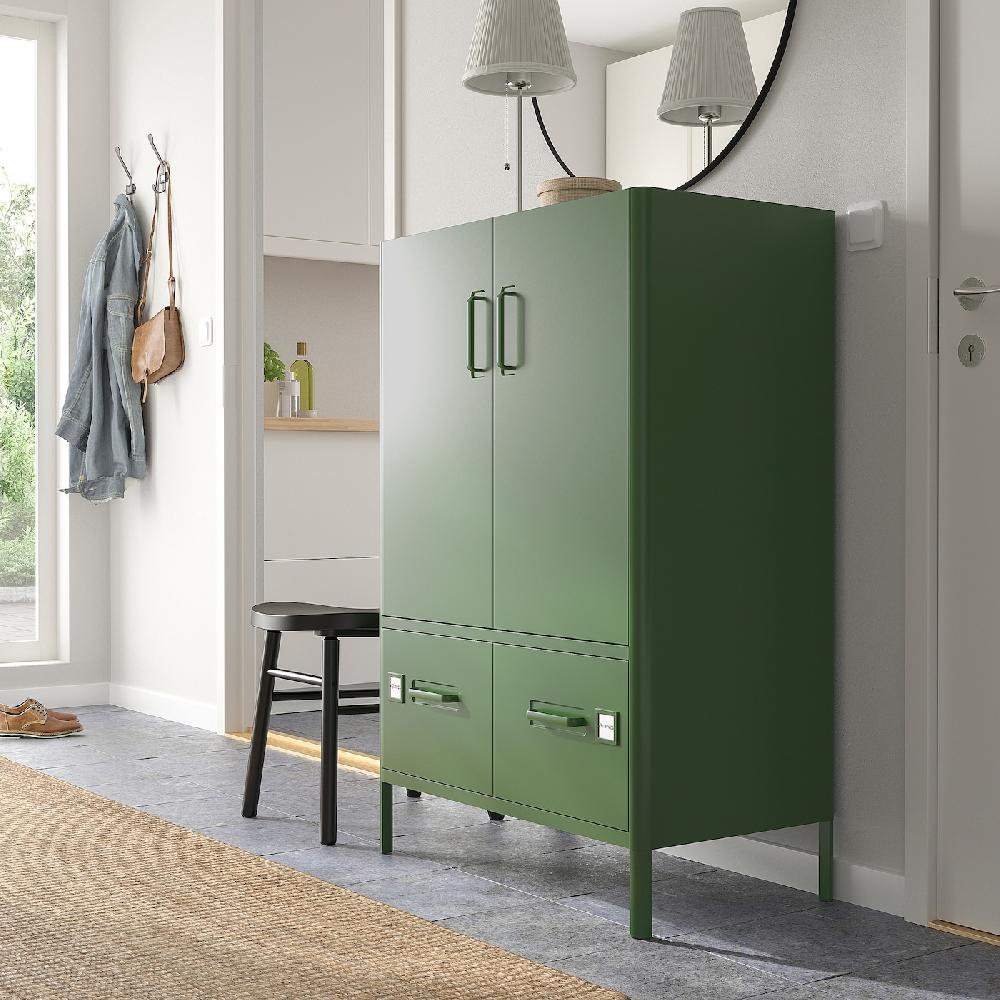 IKEA IDÅSEN Mobile Con Ante E Cassetti Verde Scuro 80x47x119 Cm