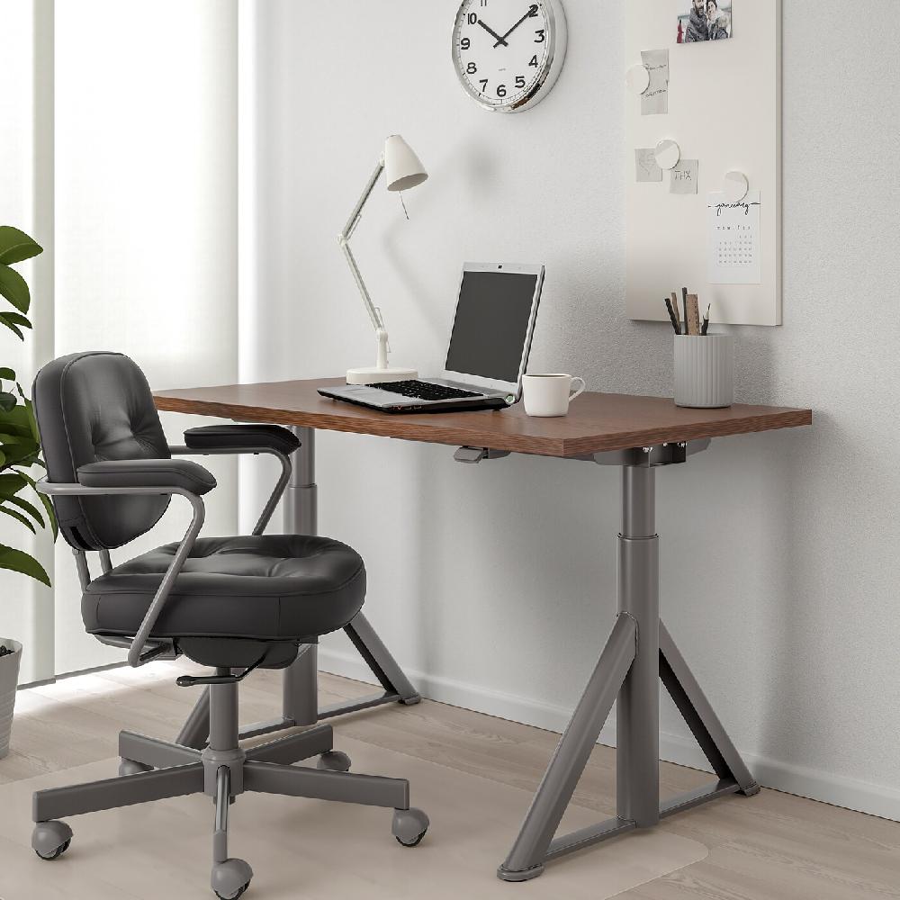 IKEA IDÅSEN Scrivania Regolabile In Altezza Marrone/grigio Scuro 120x70 Cm