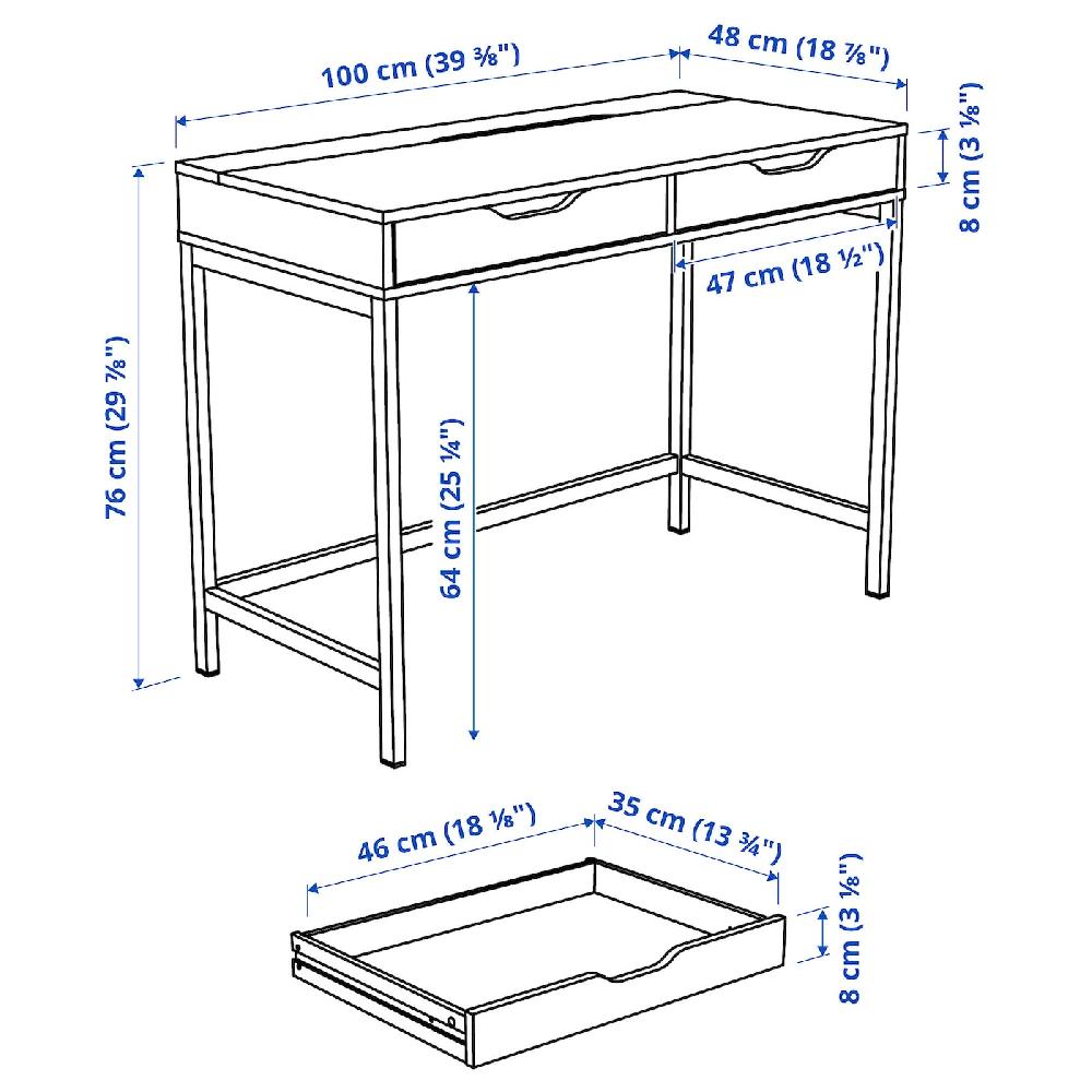 IKEA ALEX Scrivania Bianco 100x48 Cm