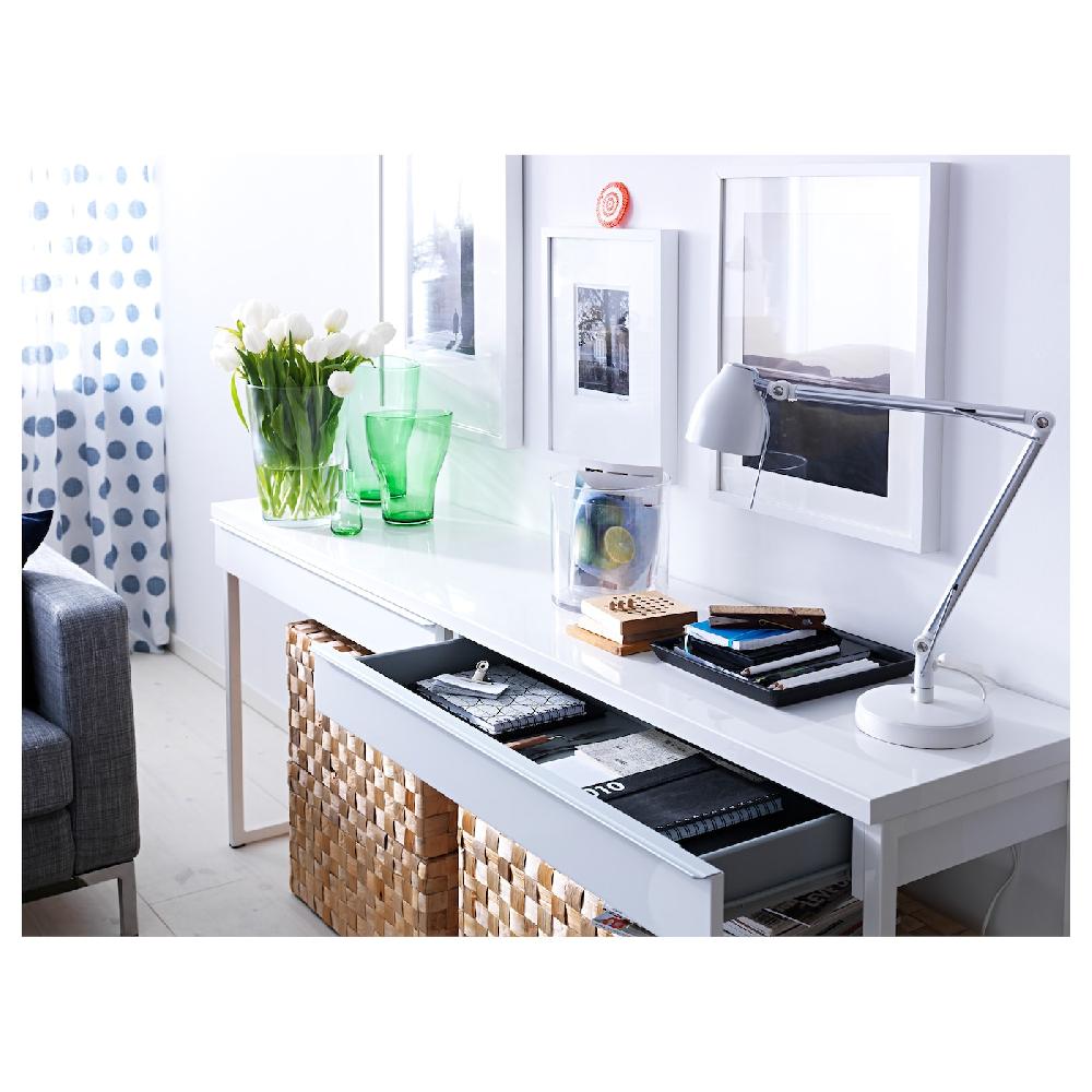 IKEA BESTÅ BURS Scrivania Lucido Bianco 120x40 Cm