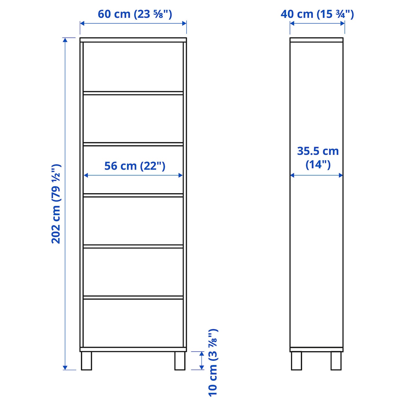 IKEA BESTÅ Mobile Bianco 60x40x202 Cm