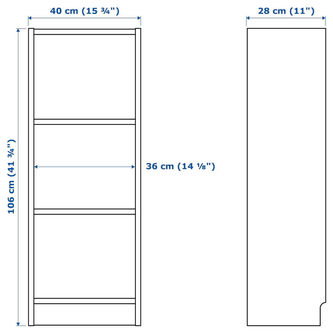 IKEA BILLY Libreria Bianco 40x28x106 Cm
