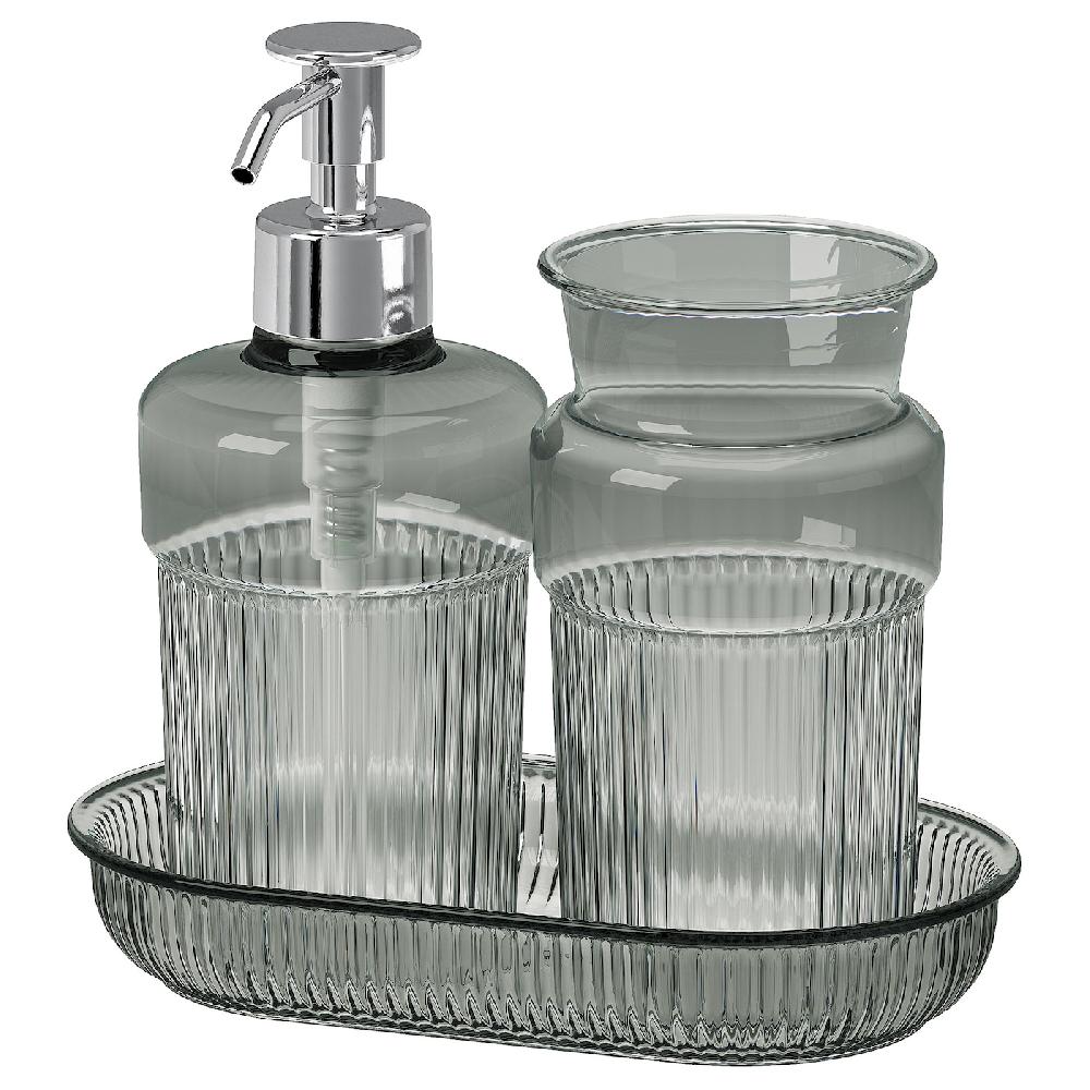 IKEA BROFJÄRDEN Set per bagno 3 pezzi grigio