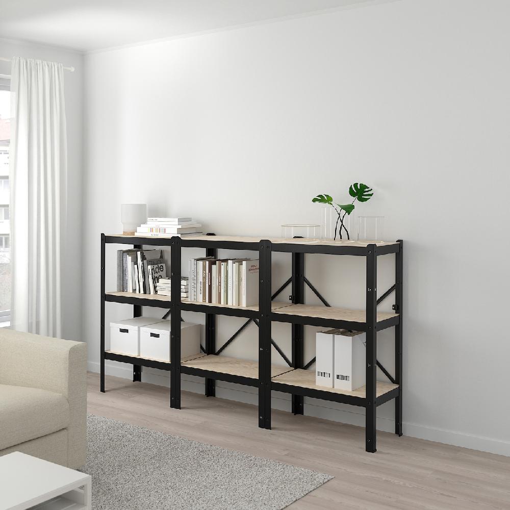 IKEA BROR Scaffale Nero/legno 194x40x110 Cm