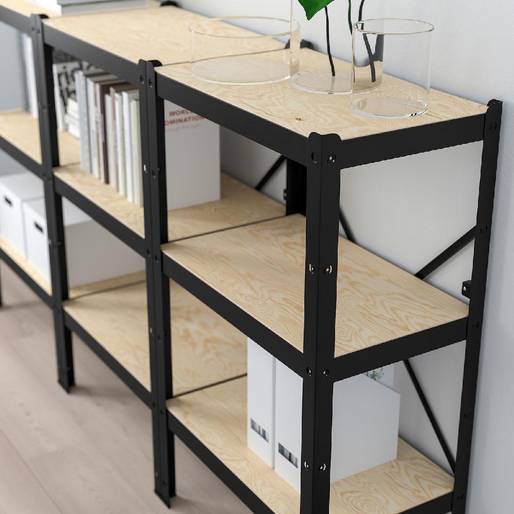 IKEA BROR Scaffale Nero/legno 194x40x110 Cm