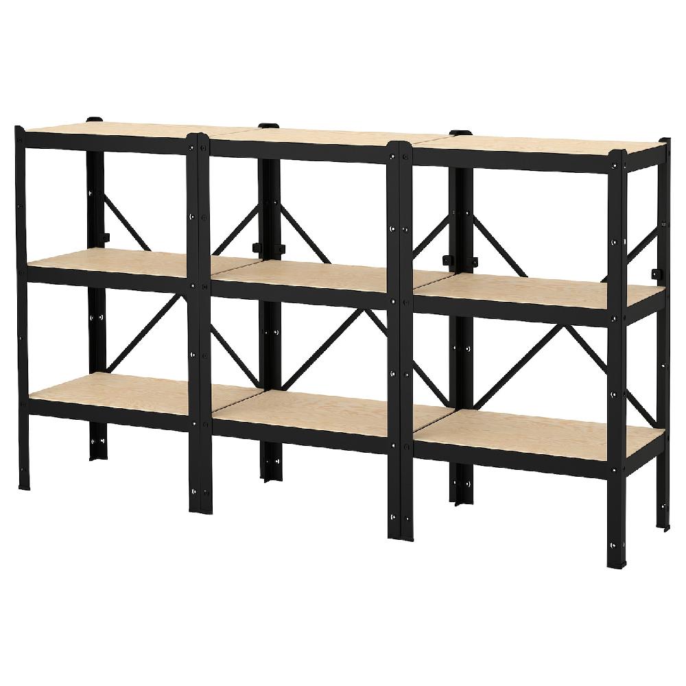 IKEA BROR Scaffale nero/legno 194x40x110 cm