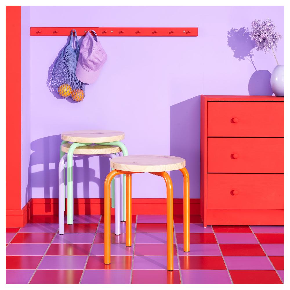 IKEA DOMSTEN Sgabello Arancione/pino