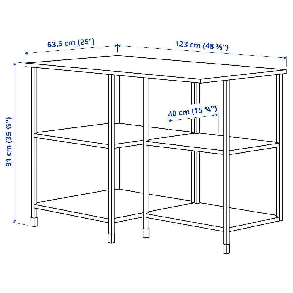 IKEA ENHET Banco Da Lavoro Bianco 123x63.5x91 Cm