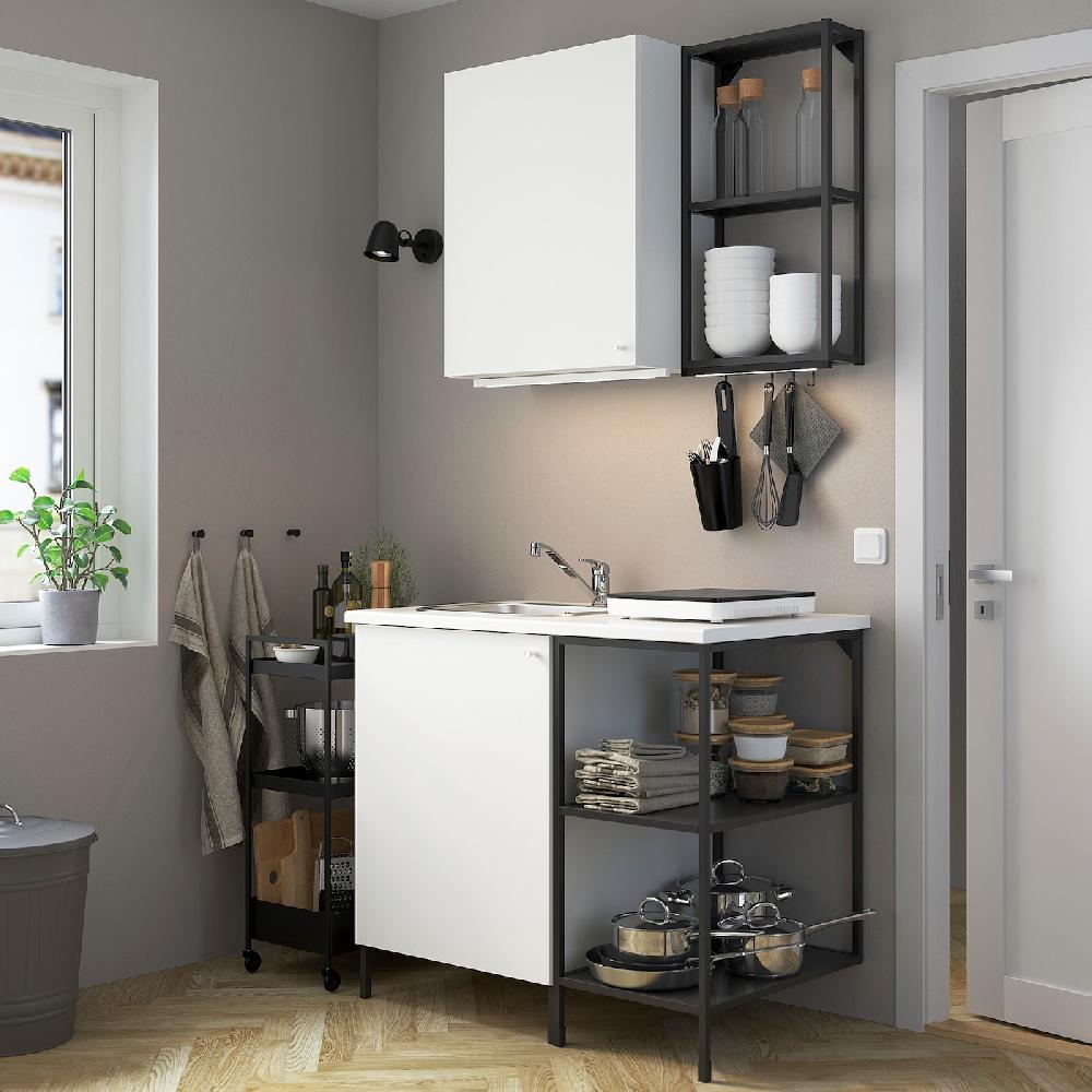 IKEA ENHET Cucina Antracite/bianco 103x63.5x222 Cm